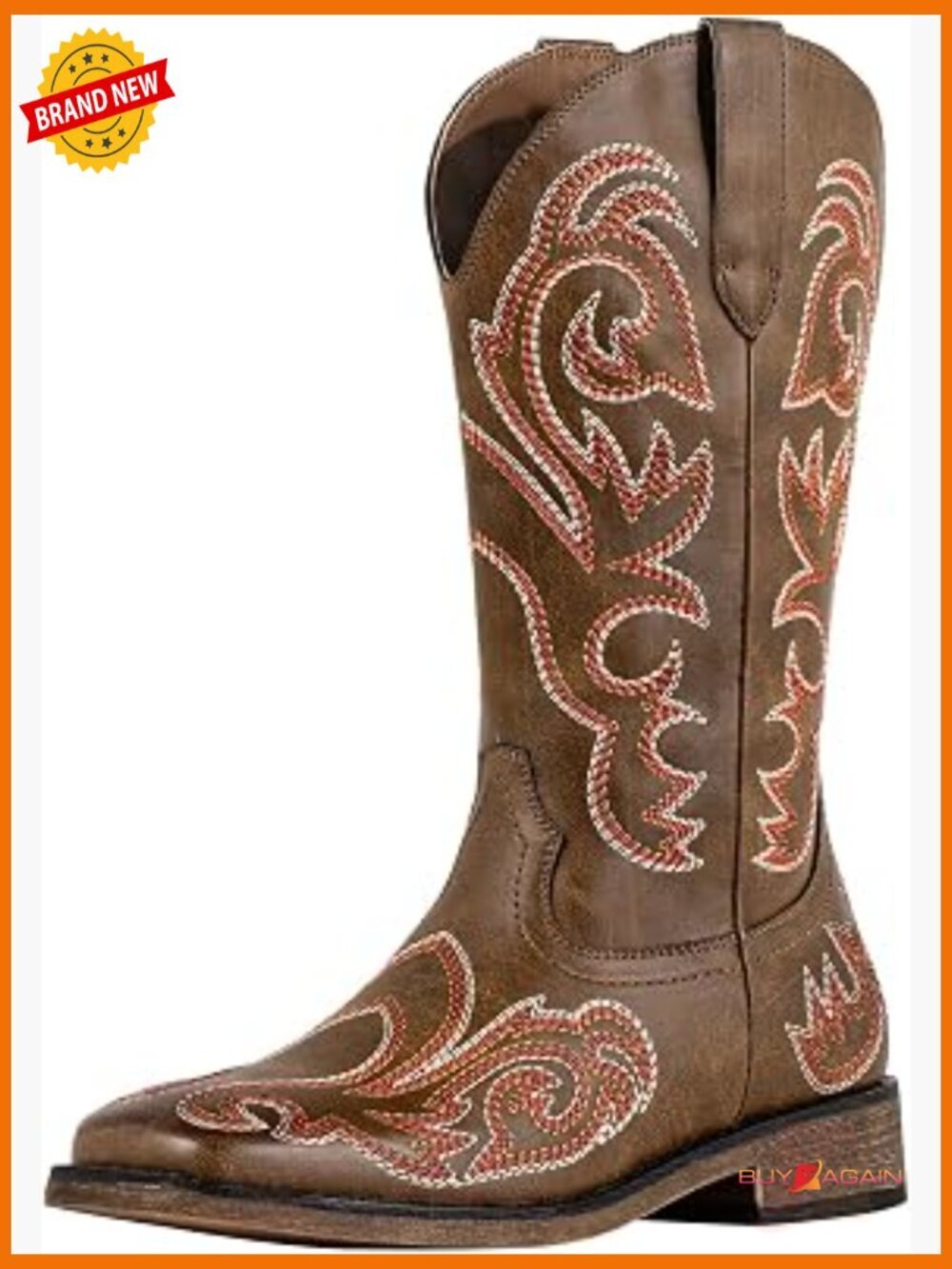 Women's Square Toe Western Mid Calf Pull On Boots